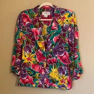 Vintage Christian Dior Floral Colorful Blazer Size 8